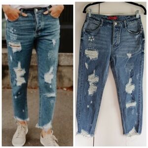 Caffeine Destroyed Button Fly Cropped Mid Rise